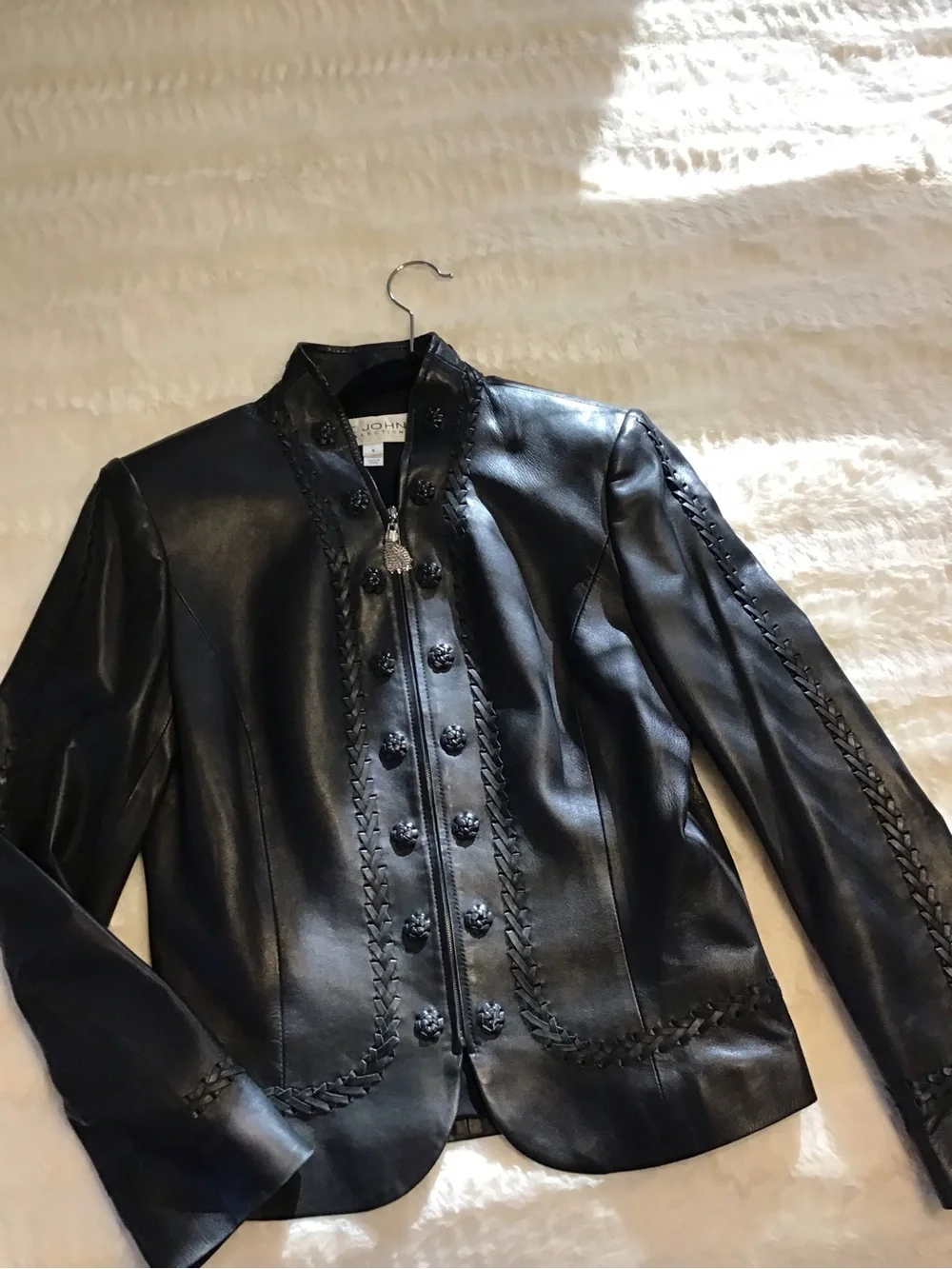 St. John Collection Black Leather 100% Lamb Leather Jacket